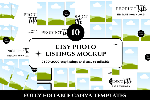 10 Etsy Photo Listings Mockup: Instant Canva Templates