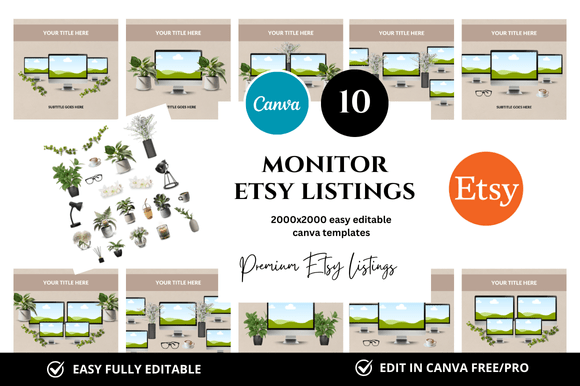 10 Monitor Premium Etsy Listings Mockup: Elevate Your Shop's Visuals