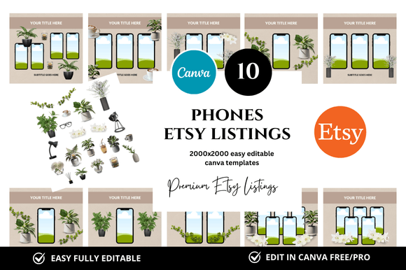 10 Phones Premium Etsy Listings Mockup: Elevate Your Shop