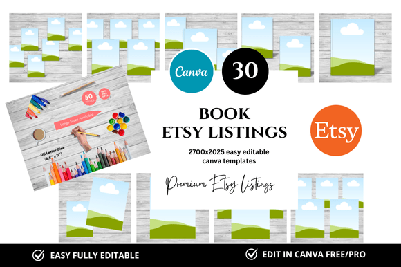 30 Book Premium Etsy Listings Mockup for Your Shop