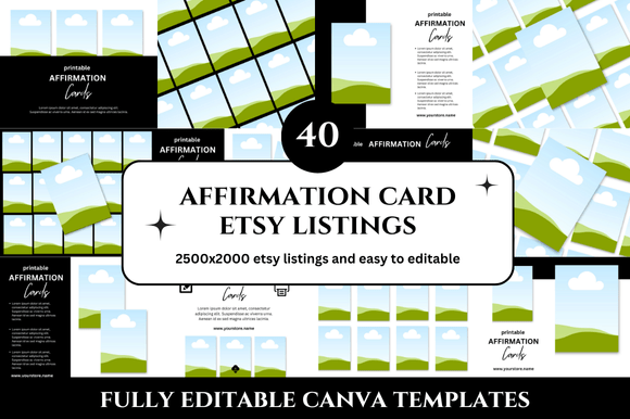 40 Affirmation Card Etsy Listings Mockup: Your Design Shortcut