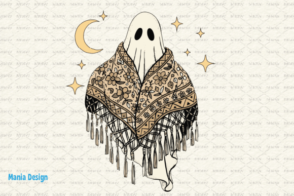Boho Macrame Ghost Sublimation PNG: Your Spooky-Cute Design Asset