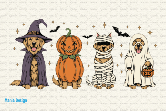 Celebrate Spooky Season with Halloween Golden Retriever Dog PNG