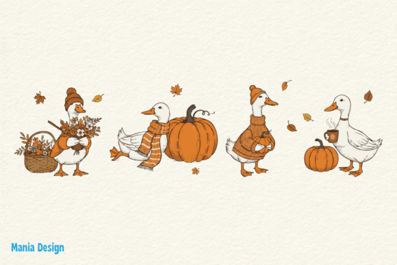 Charming Fall Goose Autumn PNG for Thanksgiving Projects