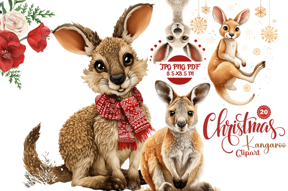 Christmas Kangaroo Clipart: A Down Under Holiday Twist