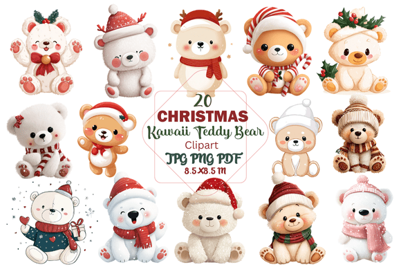 Christmas Kawaii Teddy Bear Clipart: Beyond Cute