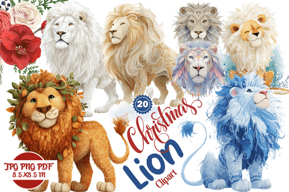 Christmas Lion Clipart: A Bold Holiday Design Asset