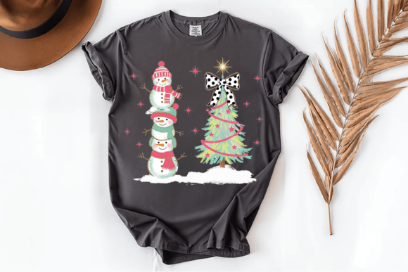 Christmas Snowman Tree Coquette PNG: A Whimsical Holiday Design Asset