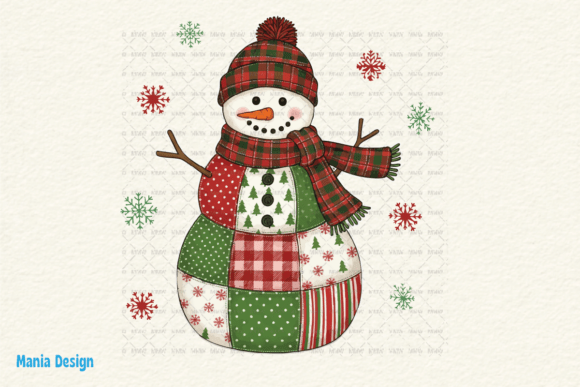 Embrace Nostalgia: The Patchwork Snowman Retro Christmas PNG