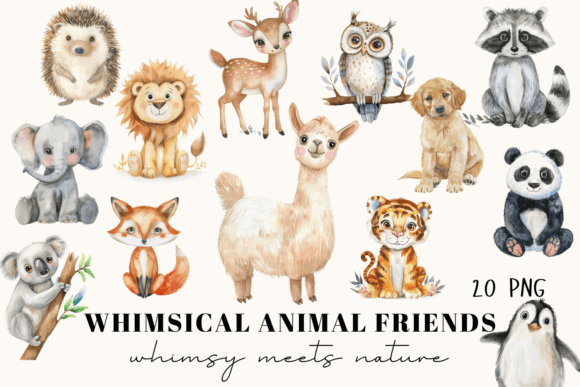 Enchanting Woodland Friends: 20 Whimsical Animal Illustrations