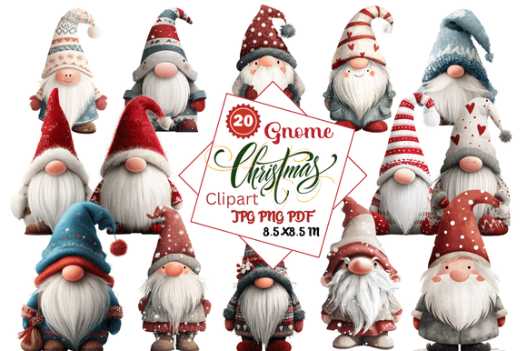 Gnome Christmas Clipart: Whimsical Holiday Design Assets