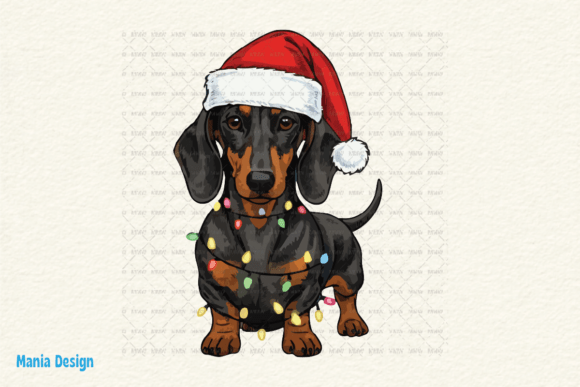 Retro Christmas Dachshund Dog PNG: A Festive Design Essential