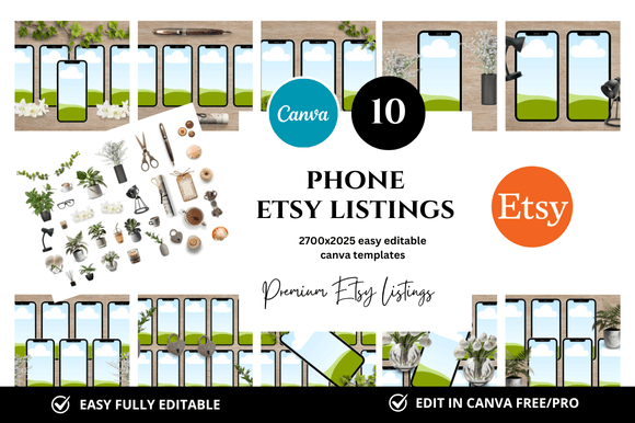 Transform Your Etsy Shop with 10 Phone Premium Etsy Listings Mockup