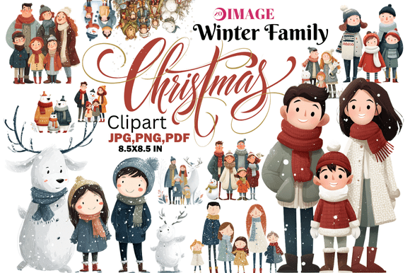 Warm Up Your Holiday Projects with Winter Family Christmas Clipart